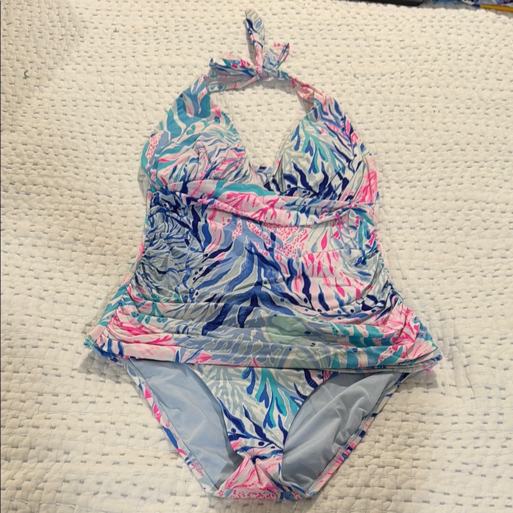 Lilly Pulitzer Swimwear - Blue and Pink Halter Swimsuit